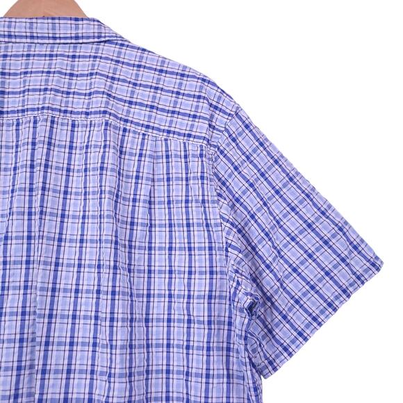 L.L. Bean Men's Short Sleeve Plaid Button-Up Shirt Sz Large Blue & White Casual - Picture 8 of 10